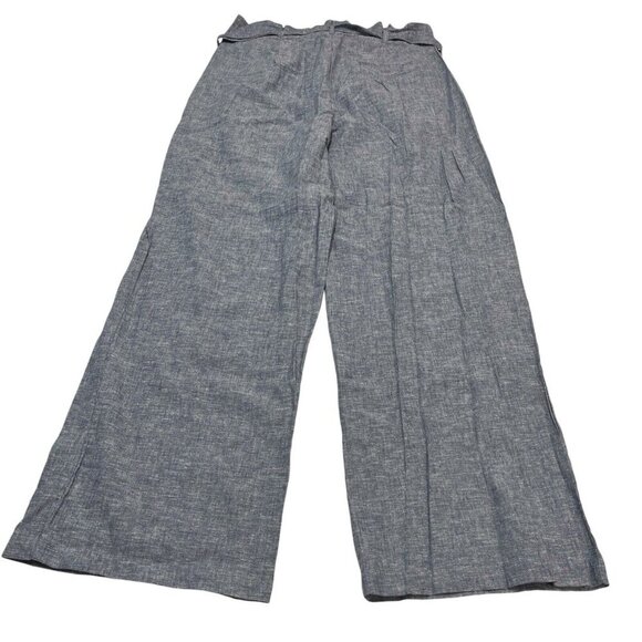 Ashley Stewart Pant 14 Blue‎ Linen Blend Wide Leg Baggy Nautical Beach Lagenlook - Picture 1 of 12